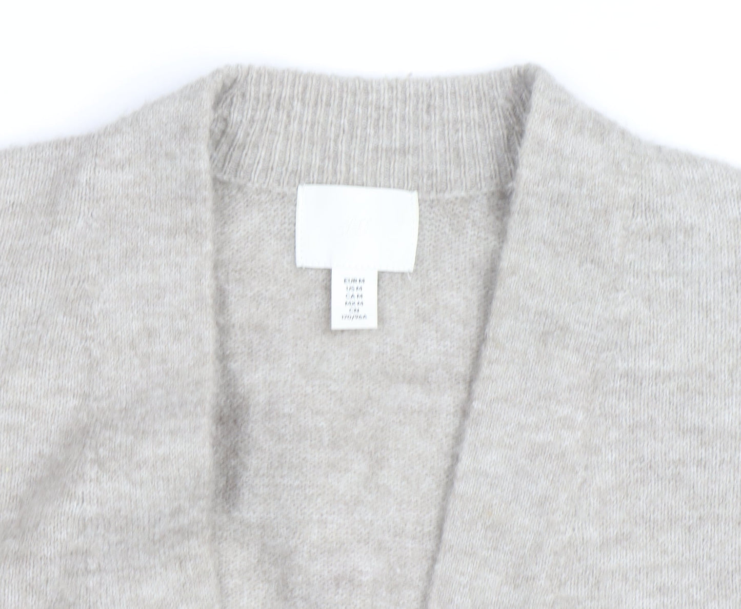 H&M Women Beige Wool Cashmere V-Neck Open Long Sleeve Cardigan M