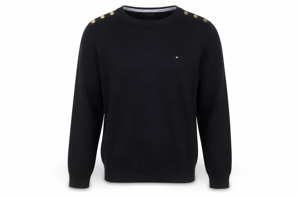 Tommy Hilfiger Men's Black Cotton Crew Neck Pullover Jumper XL
