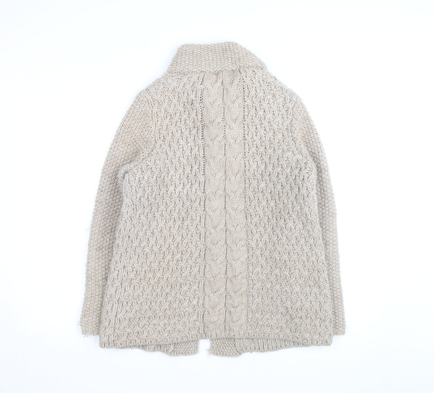 Marks and Spencer Women Beige Wool Blend Chunky Knit Cardigan UK 14