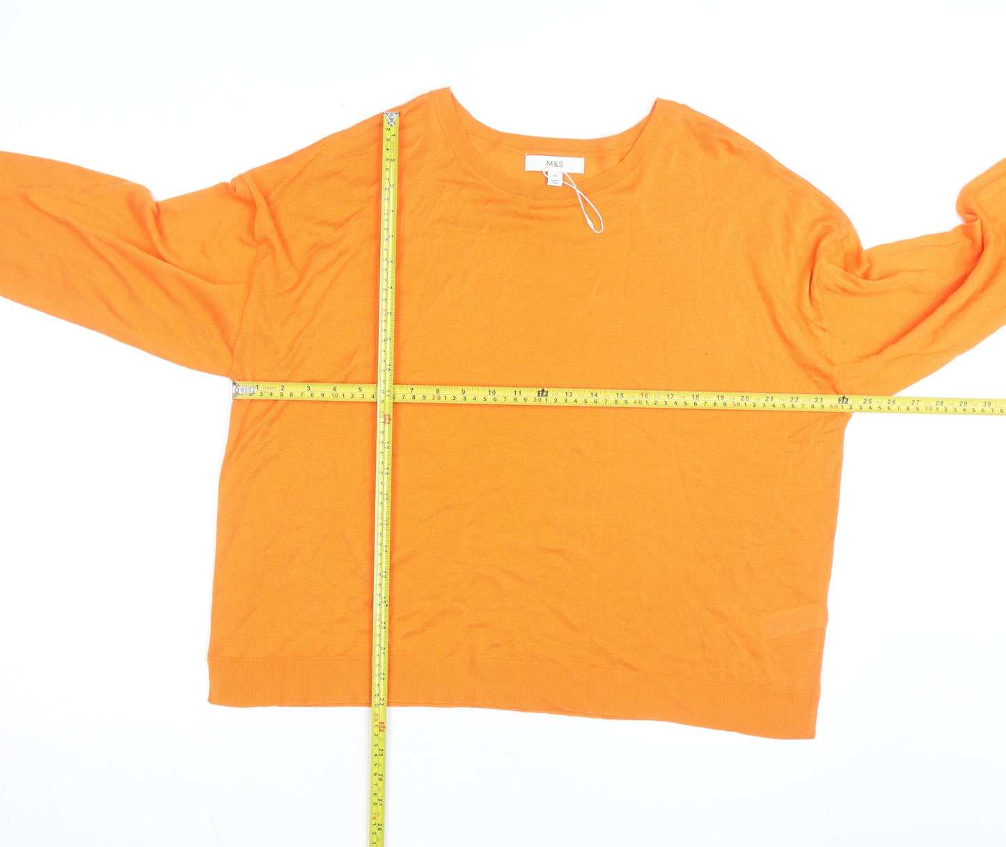 Marks and Spencer Women’s Orange Cotton Modal Crew Neck Jumper XL