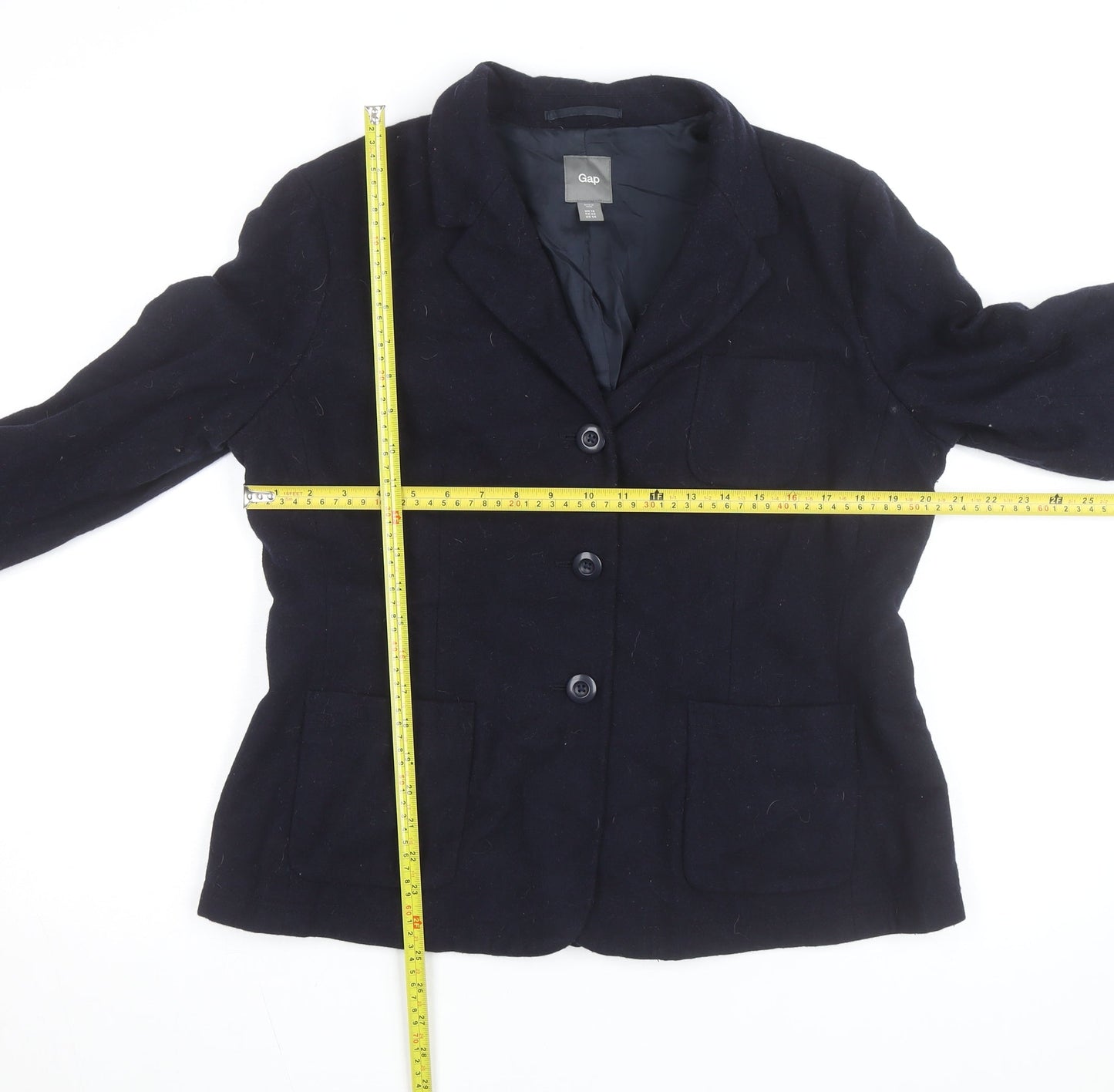 Gap Women Navy Wool Blend Single-Breasted Blazer UK 18