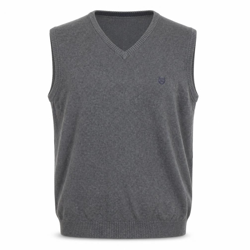Chaps Men's Grey Cotton V-Neck Knit Sweater Vest XL Classic Style