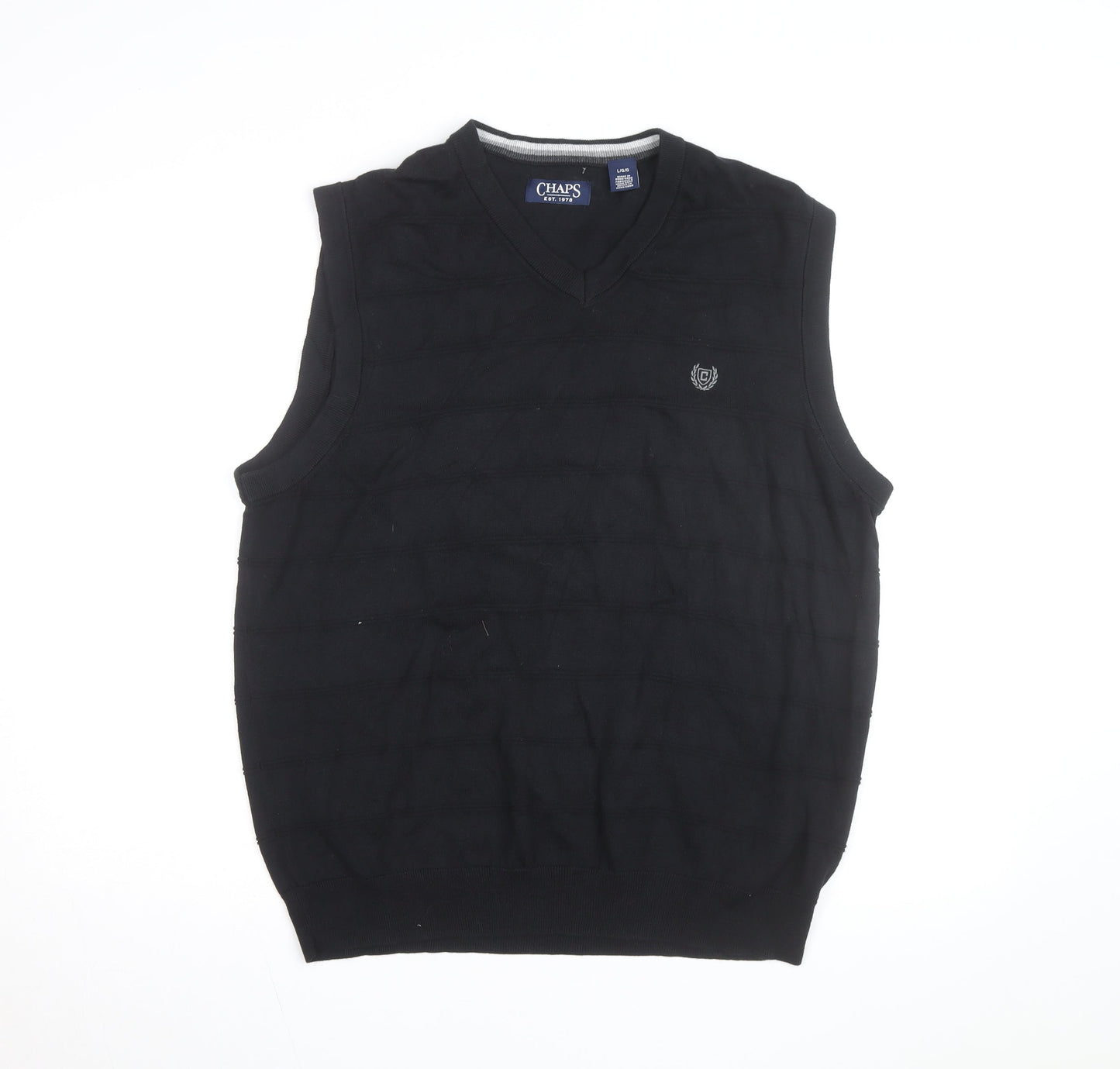 Chaps Men's Black Cotton Sleeveless V-Neck Knit Vest Size L