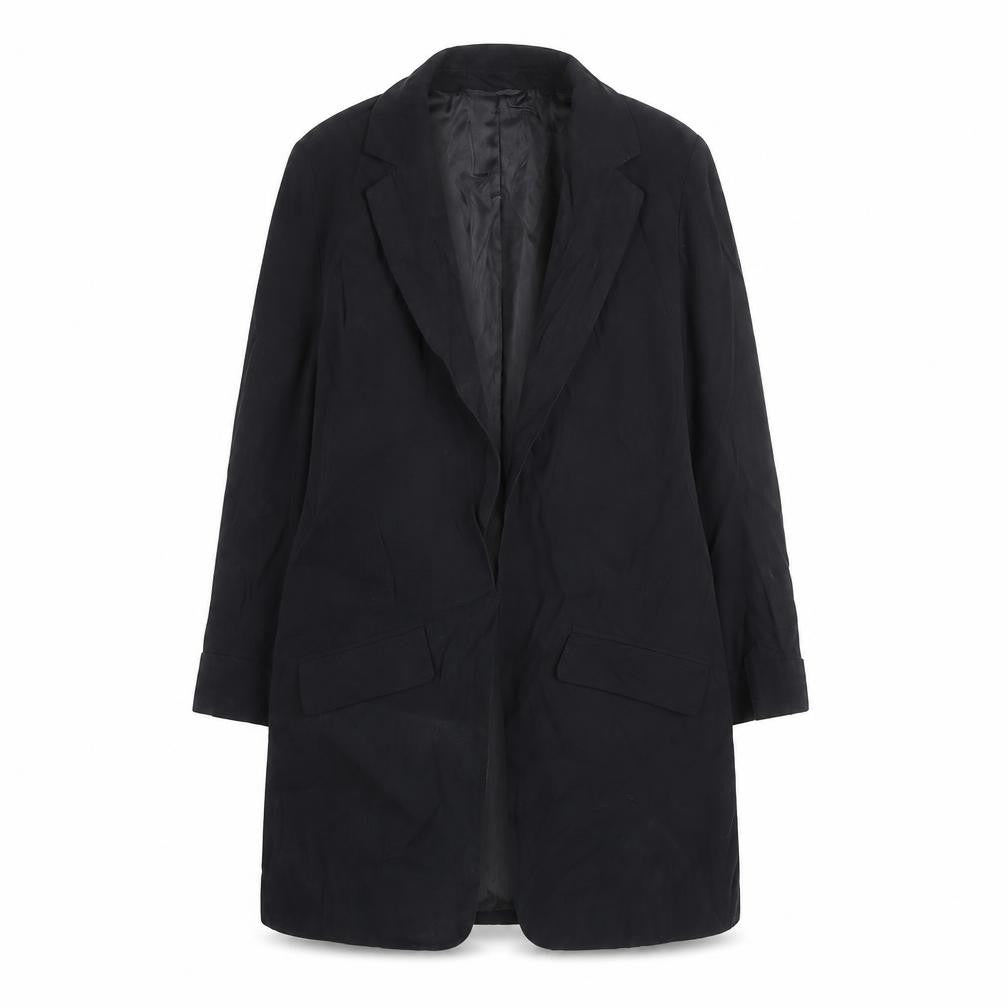 River Island Women’s Black Long Overcoat Size 8 Classic Style