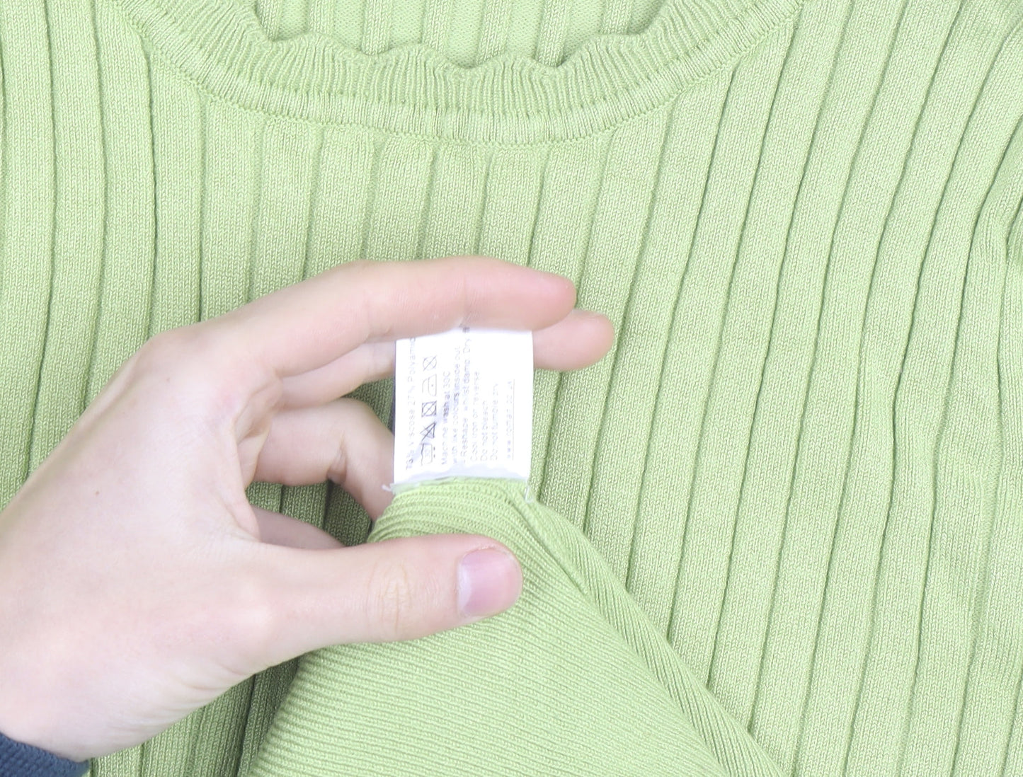 Roman Women’s Green Ribbed Knit Long Sleeve Pullover Jumper Size 16