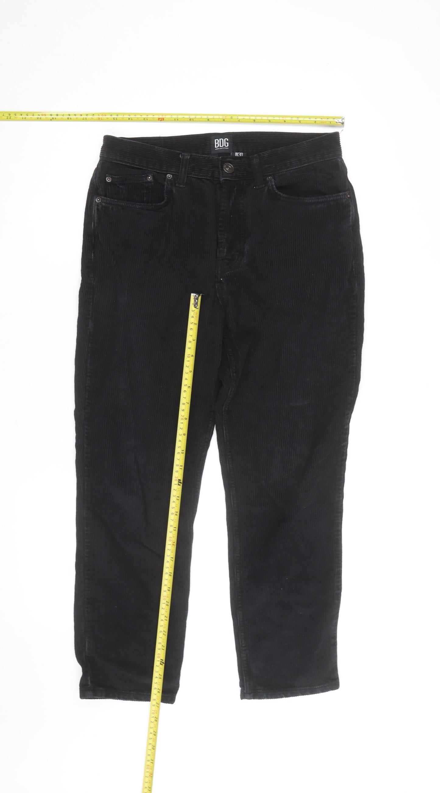 BDG Men’s Black Corduroy Dad Trousers W30 L30 Straight Leg