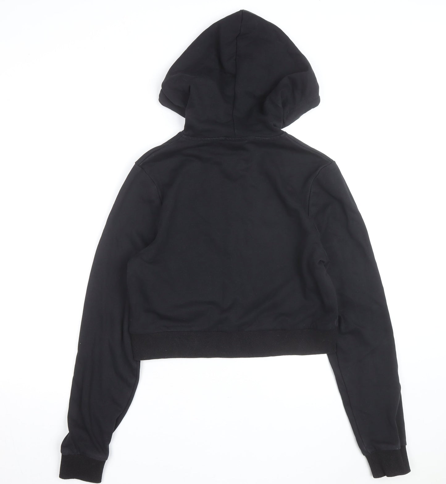 Section Womens Black Cropped Pullover Hoodie Size 10 Embellished Logo