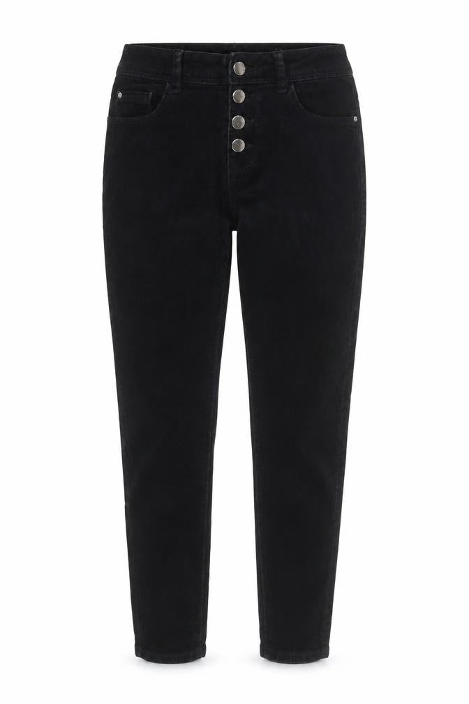 Front view of Denim Co Women Black Corduroy Skinny High Rise Trousers, size 10