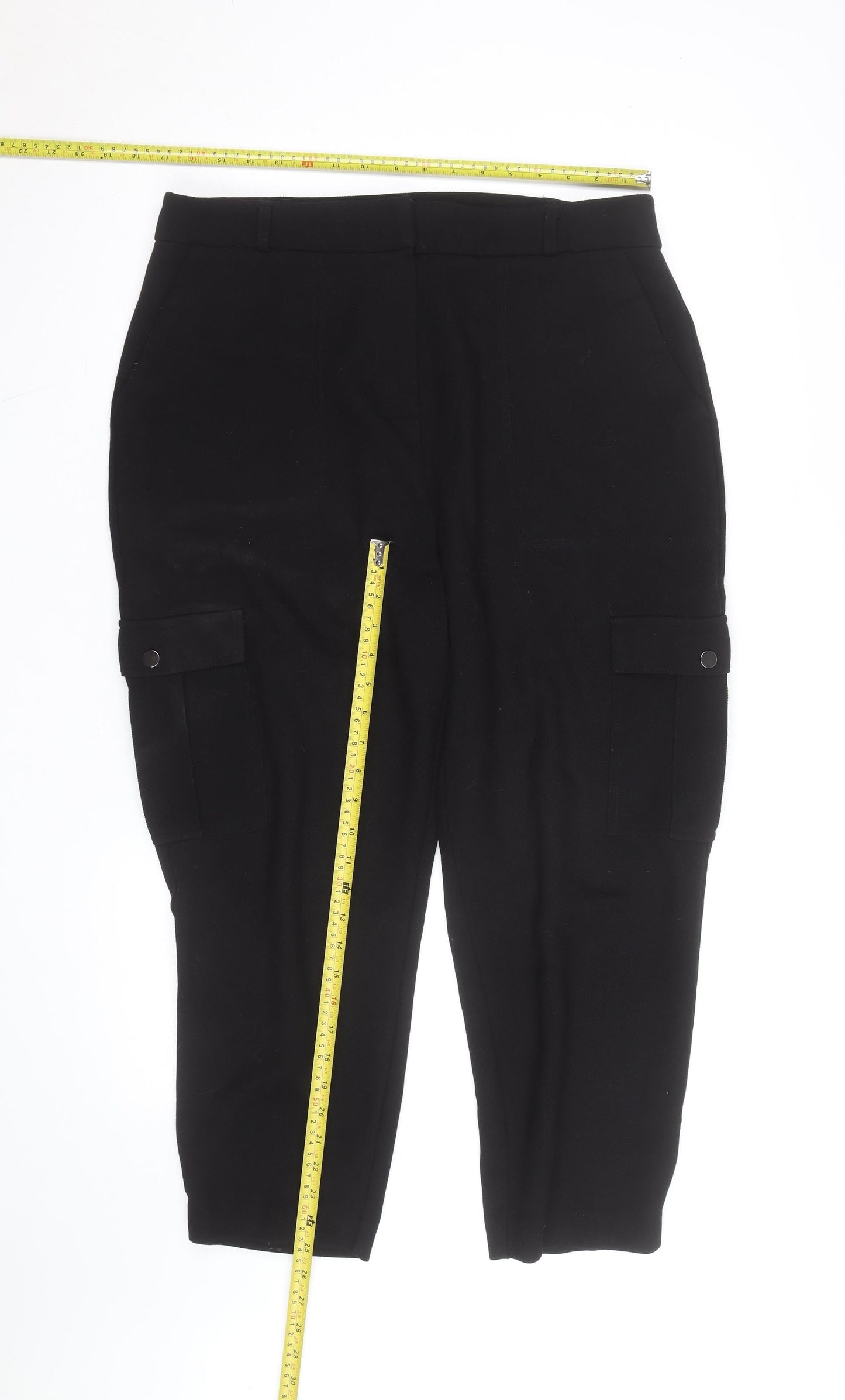 Mint Velvet Women's Black Slim Cargo Trousers Size 16S