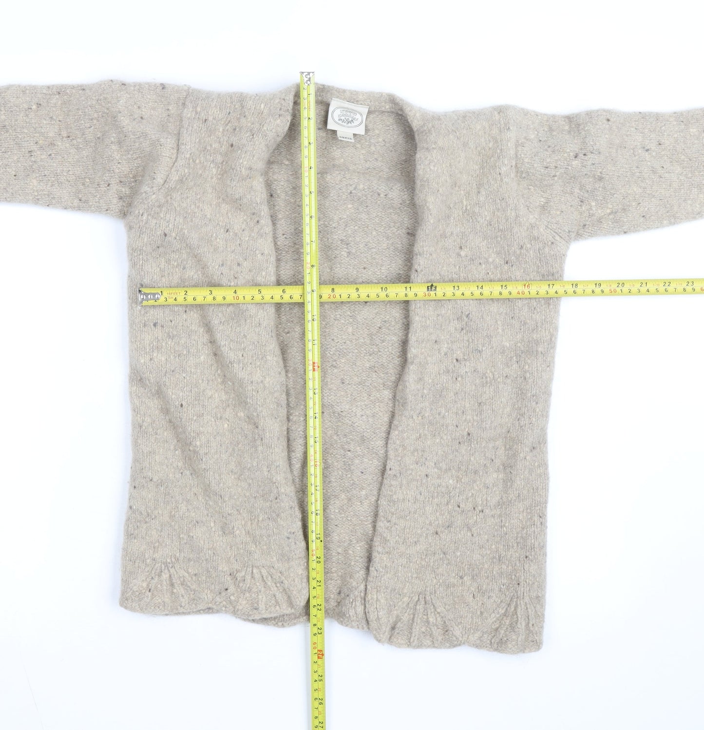 Lauren Ashley Women Beige Petite Wool Cardigan Size Small
