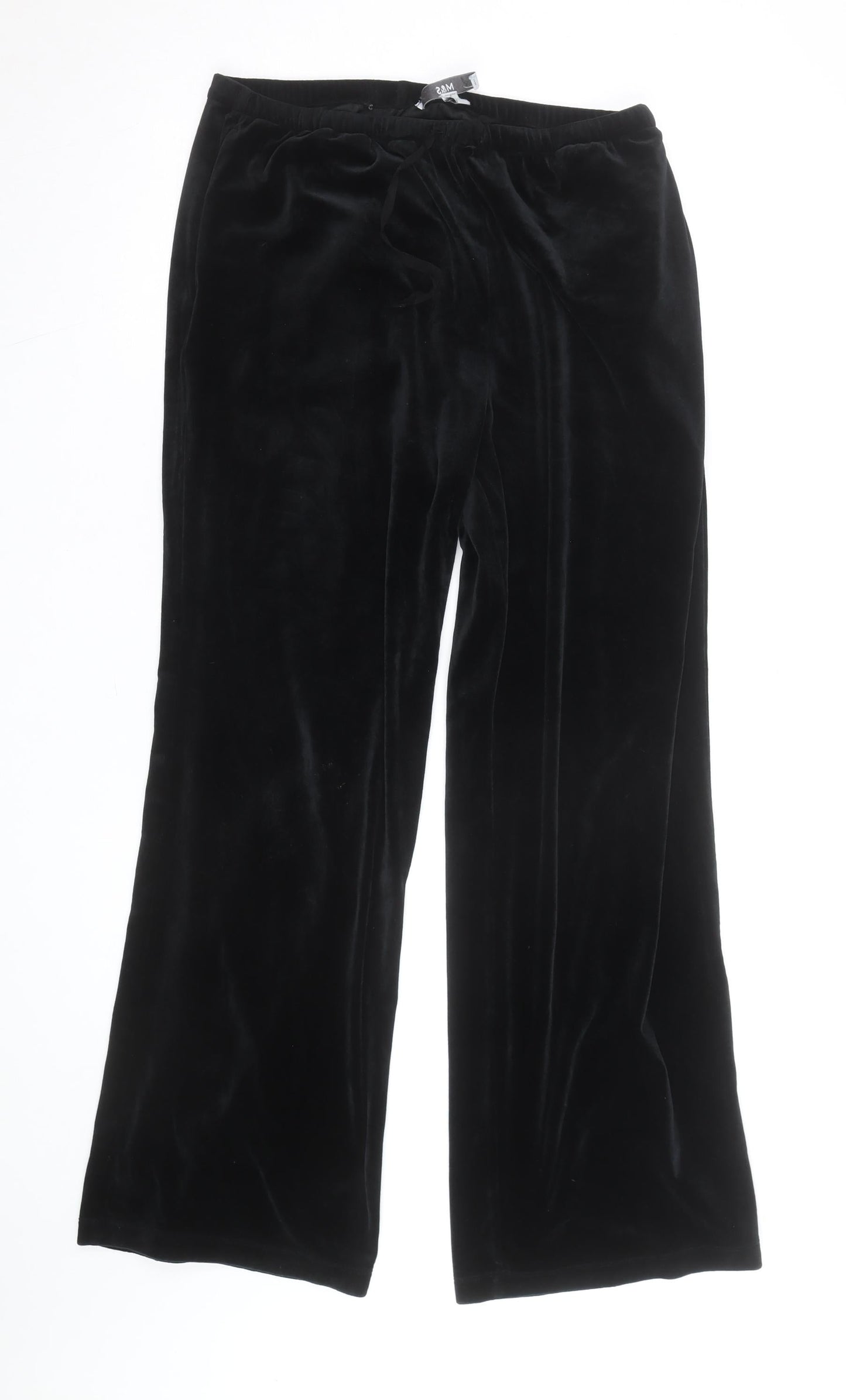 Marks and Spencer Women’s Black Velvet Wide-Leg Trousers Size 12