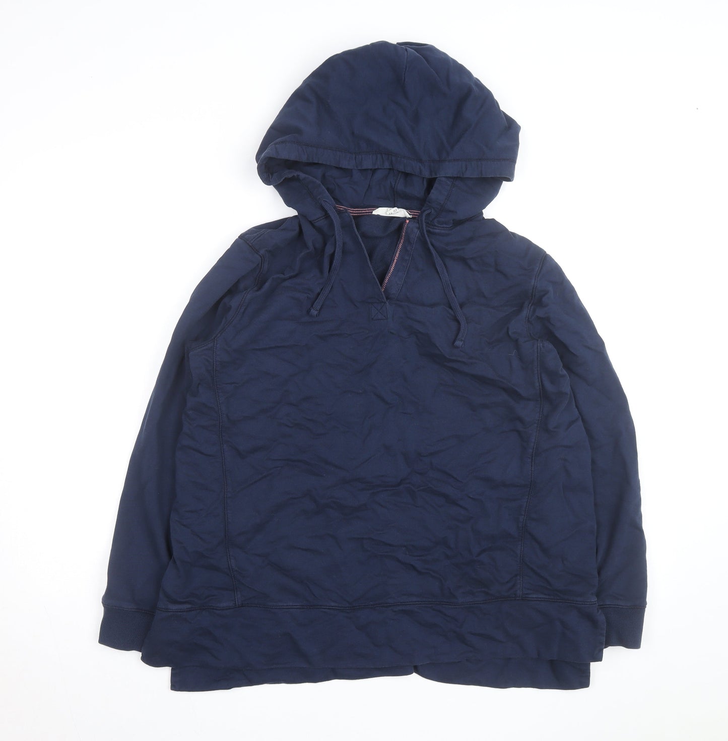 White Stuff Women's Navy Cotton Pullover Hoodie Size 12