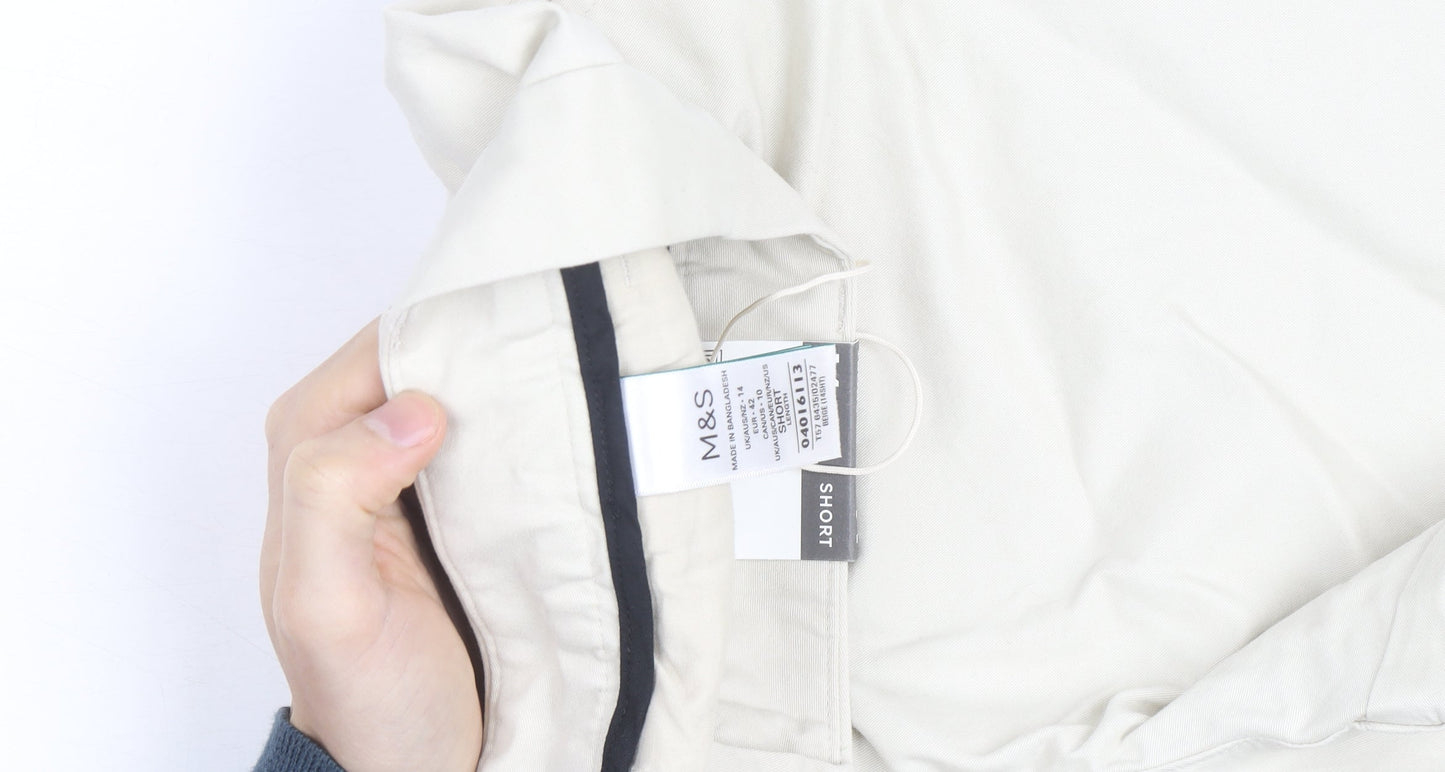 Marks and Spencer Womens Beige Chino Trousers Size 14 Short