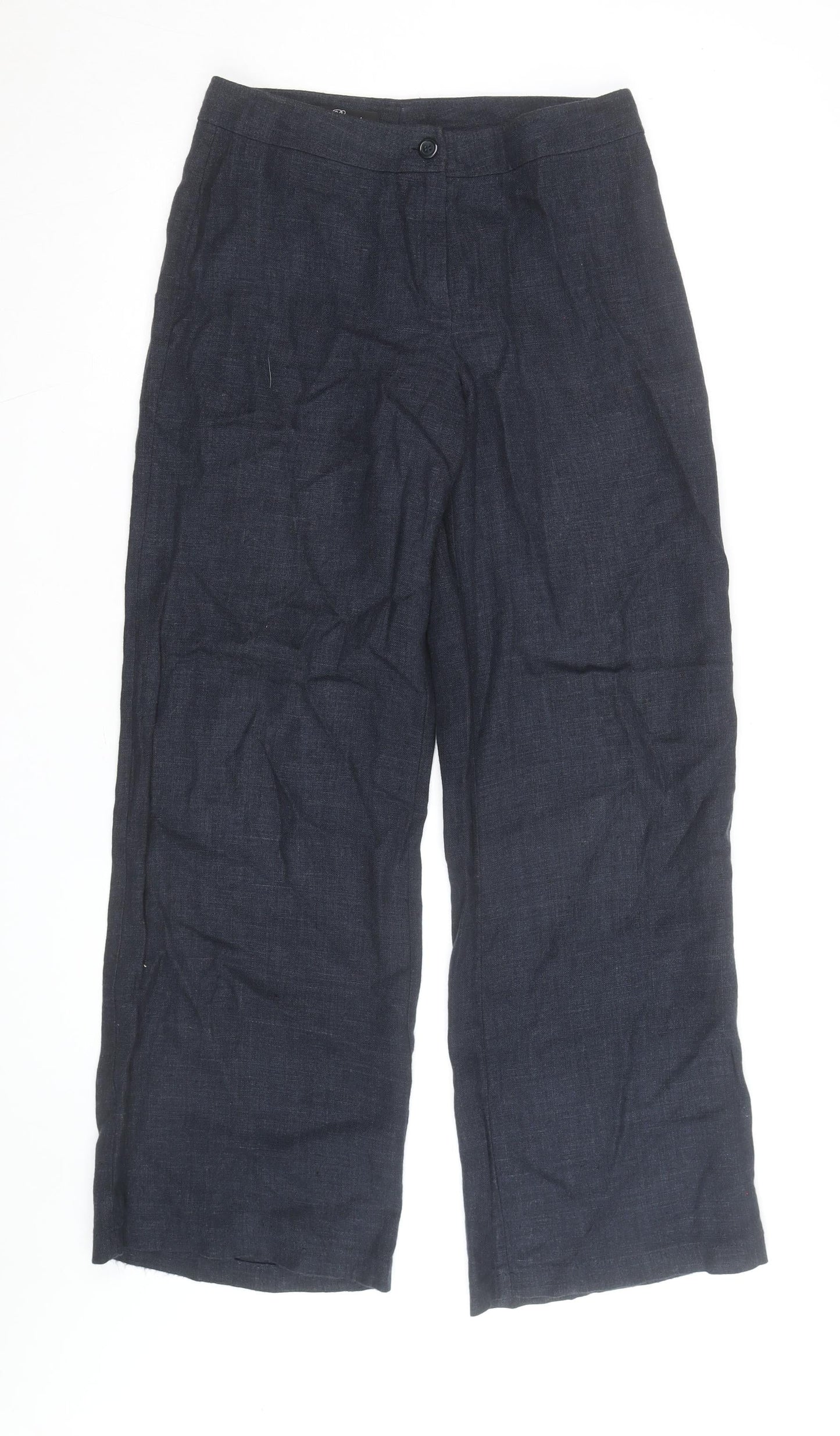 Peruzzi Women's Blue Linen Blend Wide-Leg Trousers Size 12