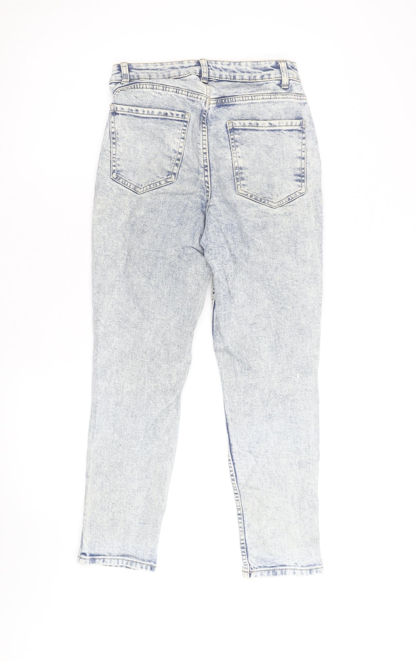 New Look Women Blue Acid Wash Mom Jeans Size 8 High Rise Denim