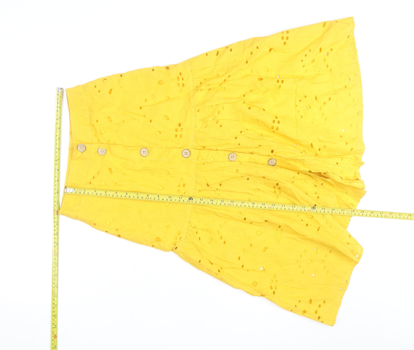 alk Casual Women's Yellow A-Line Cotton Button Skirt Size 8