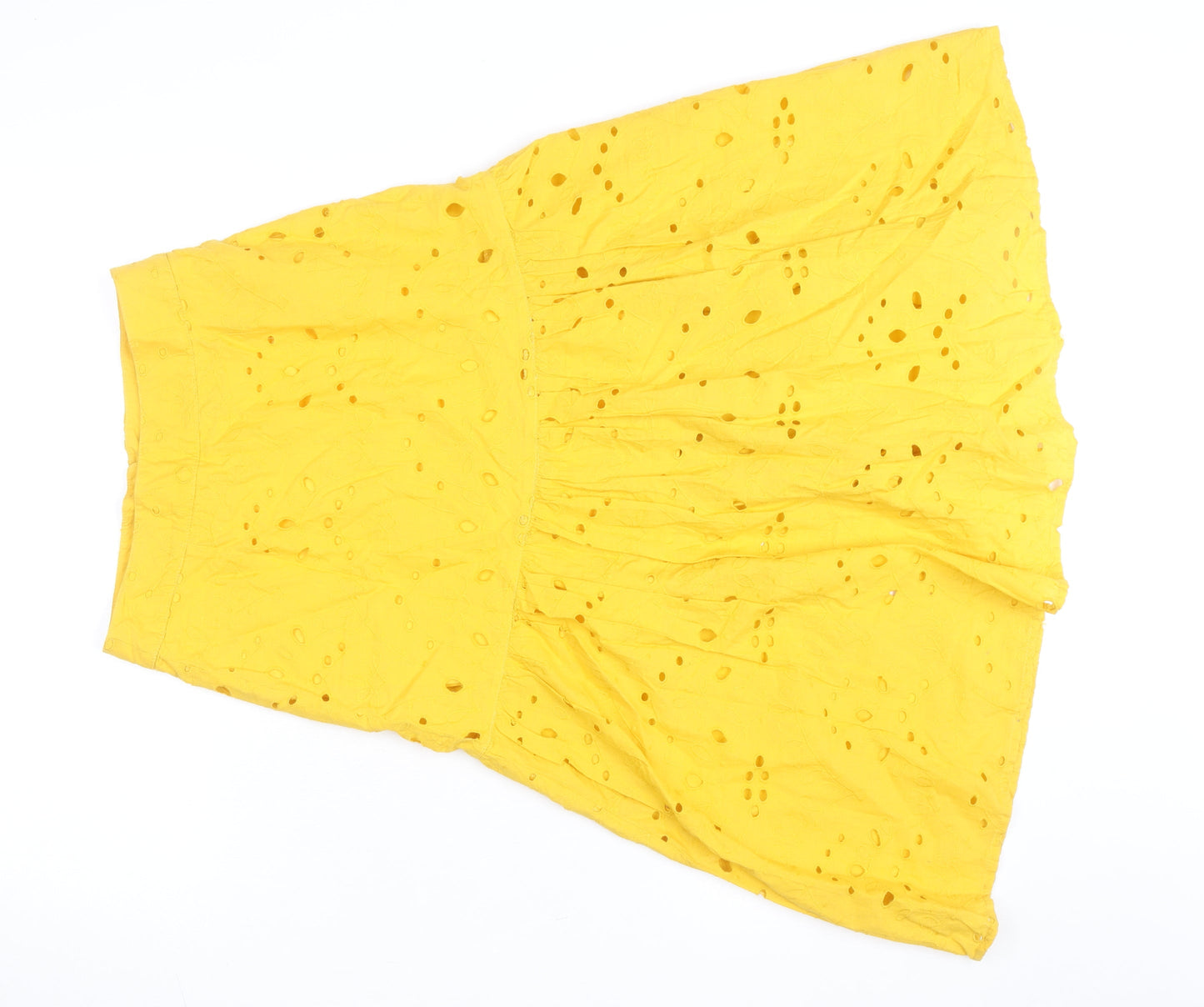 alk Casual Women's Yellow A-Line Cotton Button Skirt Size 8