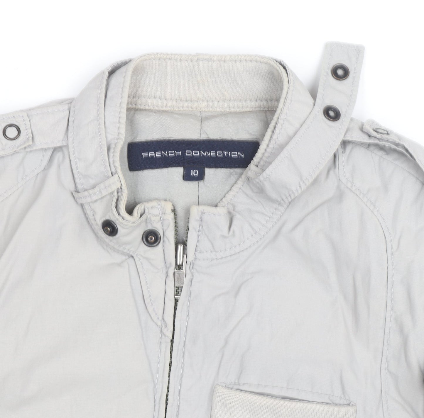 French Connection Women’s Grey Bomber Jacket Size 10 Cotton Blend