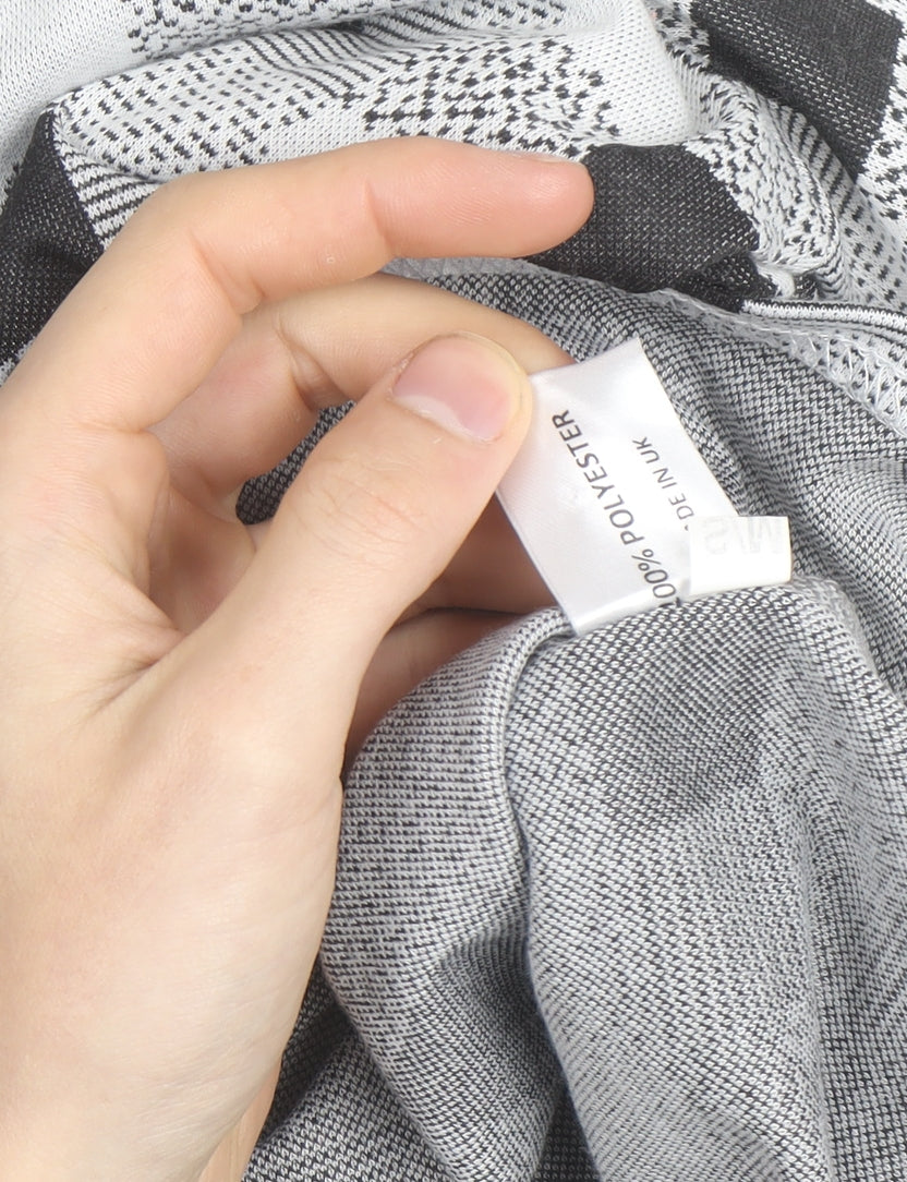 Alexara Women's Grey Check Long Sleeve Tunic Blouse Size S