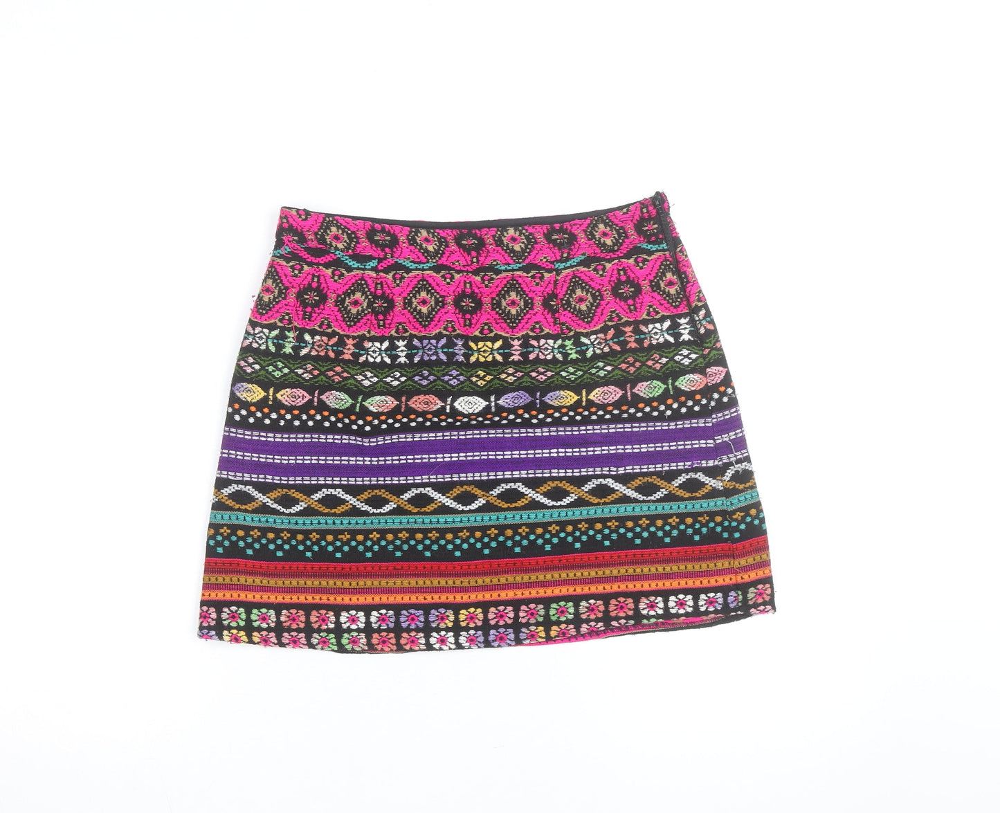 Anmol Womens Multicoloured Bohemian A-Line Short Cotton Skirt Size 10