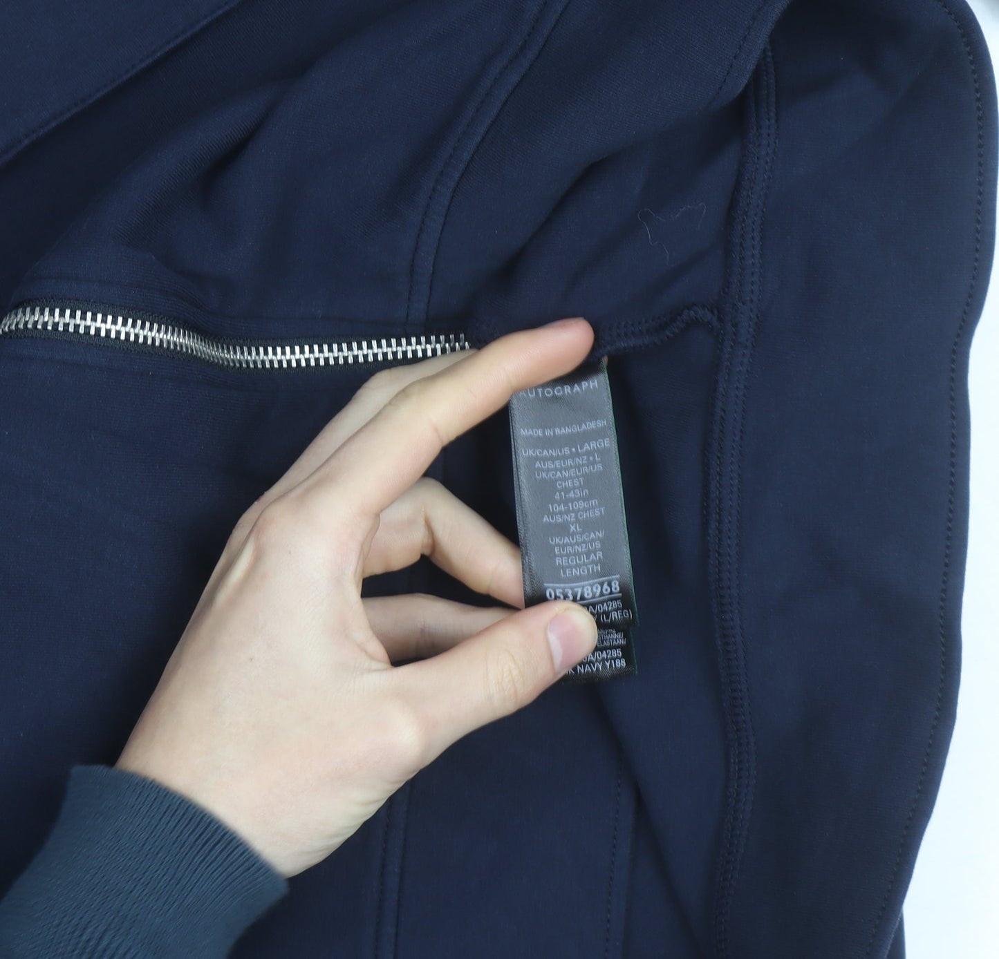 Marks and Spencer Men Blue L Full Zip Cotton Jacket