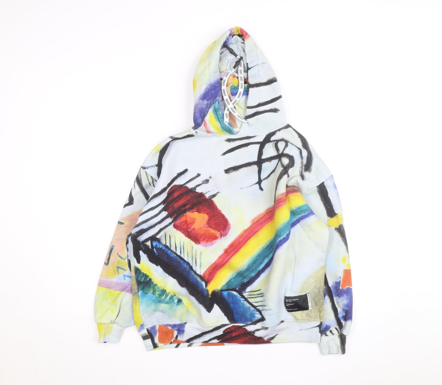Pull & Bear Women Multicoloured Hoodie Size S Kandinsky Art Print Pullover