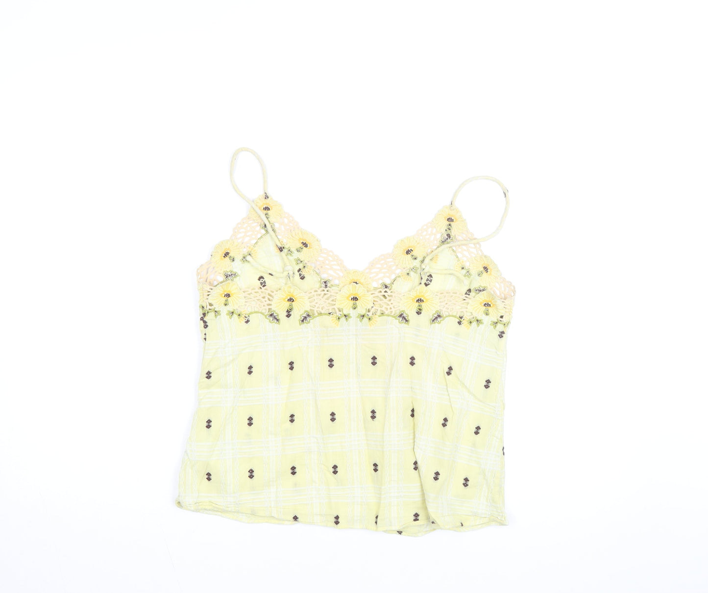 & Other Stories Women Yellow Floral Crochet Camisole Top Size 8