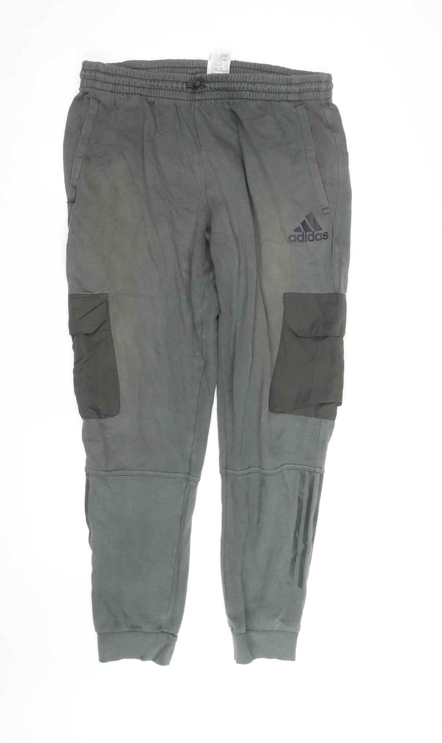 Adidas Men’s Grey Jogger Trousers Size M Regular Fit Fleece Activewear