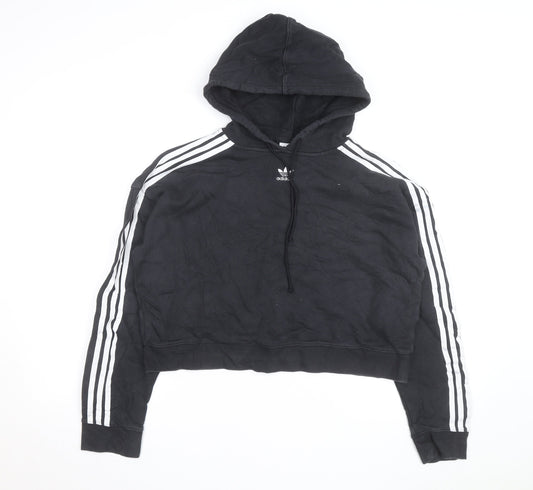 Adidas Women’s Black Cropped Hoodie Size 14 Logo Hooded Pullover