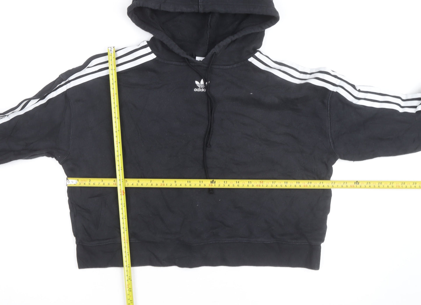 Adidas Women’s Black Cropped Hoodie Size 14 Logo Hooded Pullover