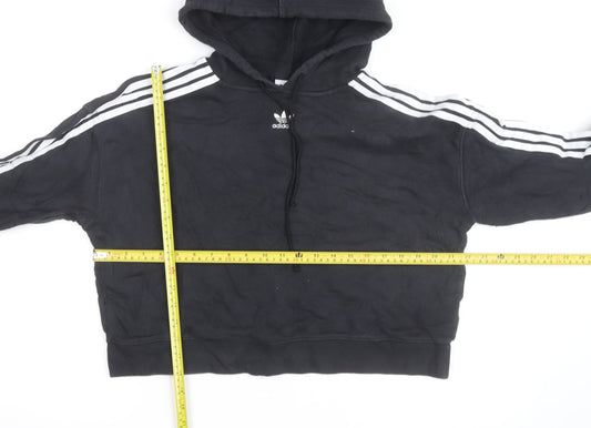 Adidas Women’s Black Cropped Hoodie Size 14 Logo Hooded Pullover