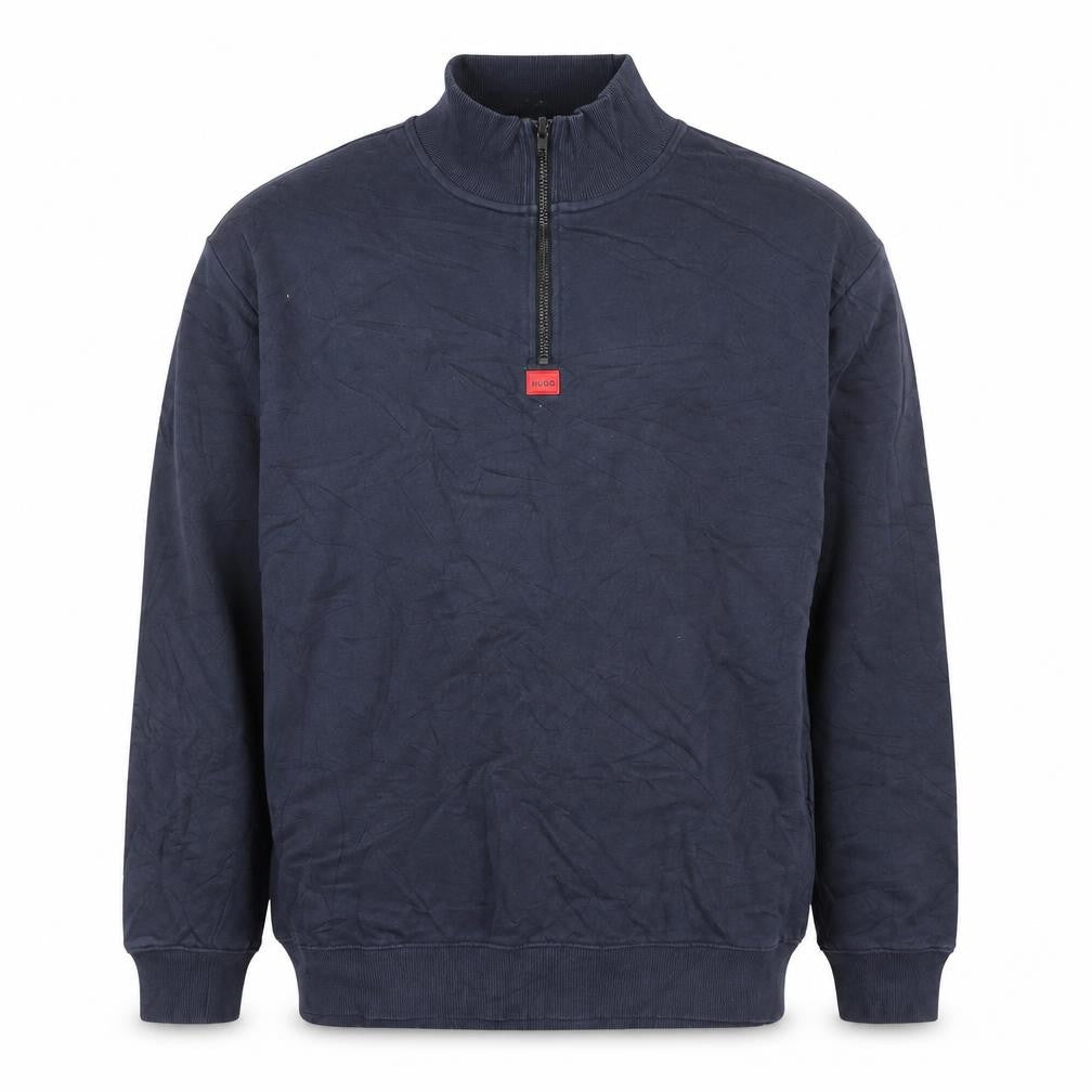 HUGO Mens Blue XL 1/4 Zip High Neck Pullover Sweatshirt