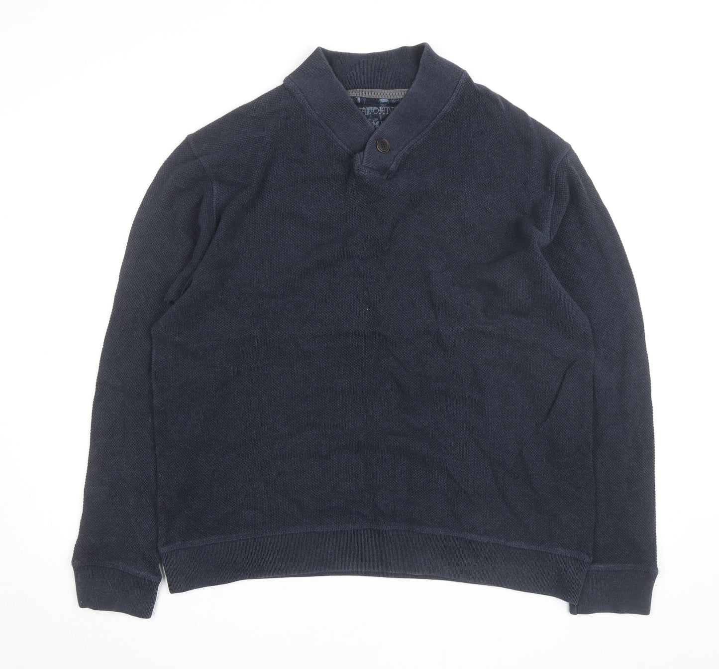RJR John Rocha Mens Blue Collared Pullover Jumper Size M Cotton Blend