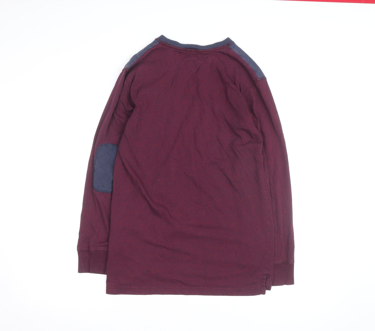 Tommy Hilfiger Men's Red XL Long Sleeve Quilted Shoulder Casual Top