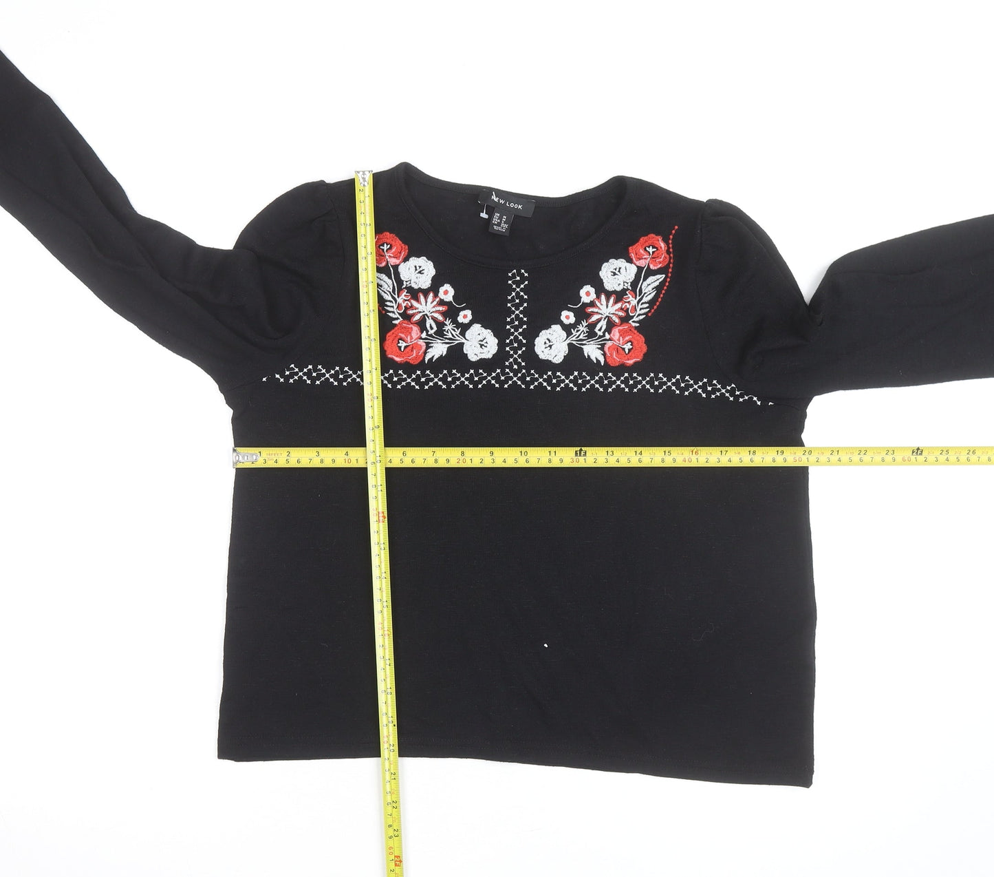 New Look Women Black Floral Embroidered Pullover Jumper M