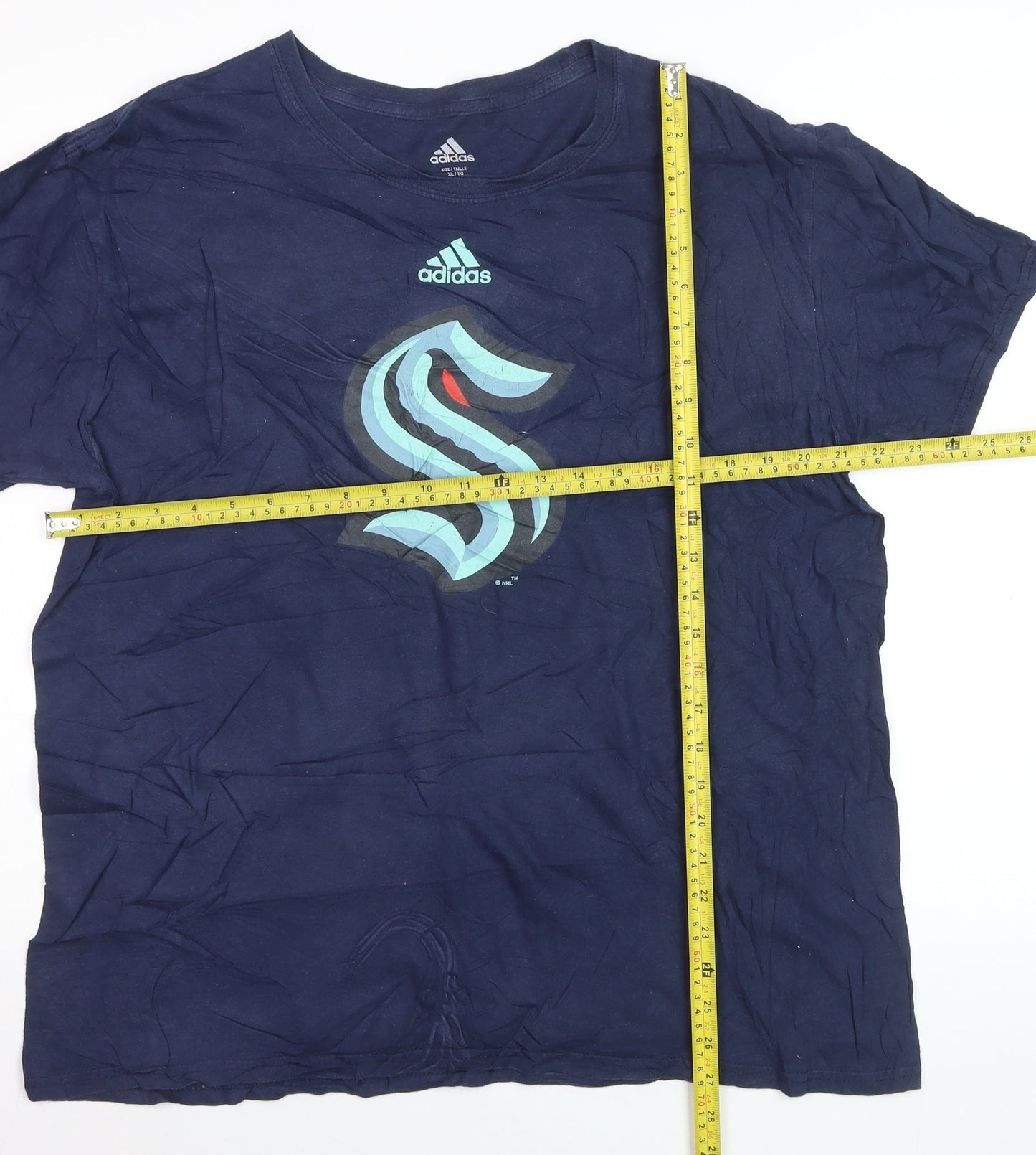 Adidas Men's Blue XL Sports Graphic Cotton T-Shirt