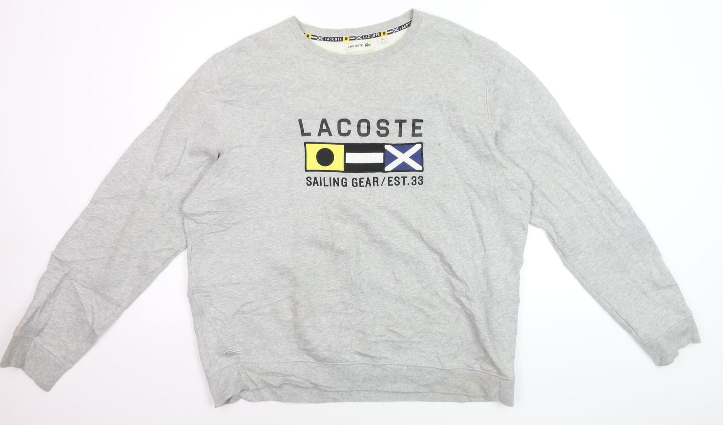 Lacoste Men's Grey XL Crew Neck Sailing Graphic Sweatshirt