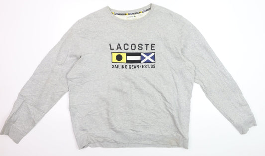 Lacoste Men's Grey XL Crew Neck Sailing Graphic Sweatshirt