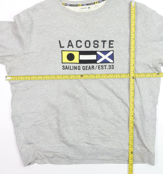 Lacoste Men's Grey XL Crew Neck Sailing Graphic Sweatshirt