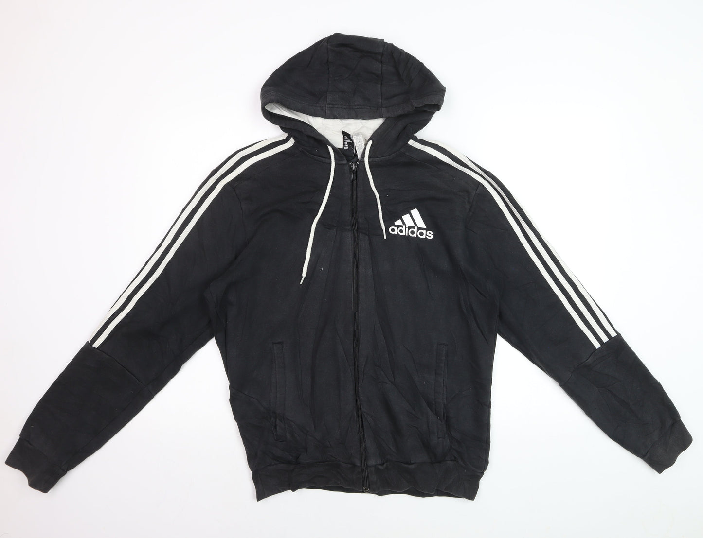 Adidas Men’s Black Full Zip Hoodie Medium Sports Fleece