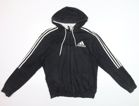 Adidas Men’s Black Full Zip Hoodie Medium Sports Fleece