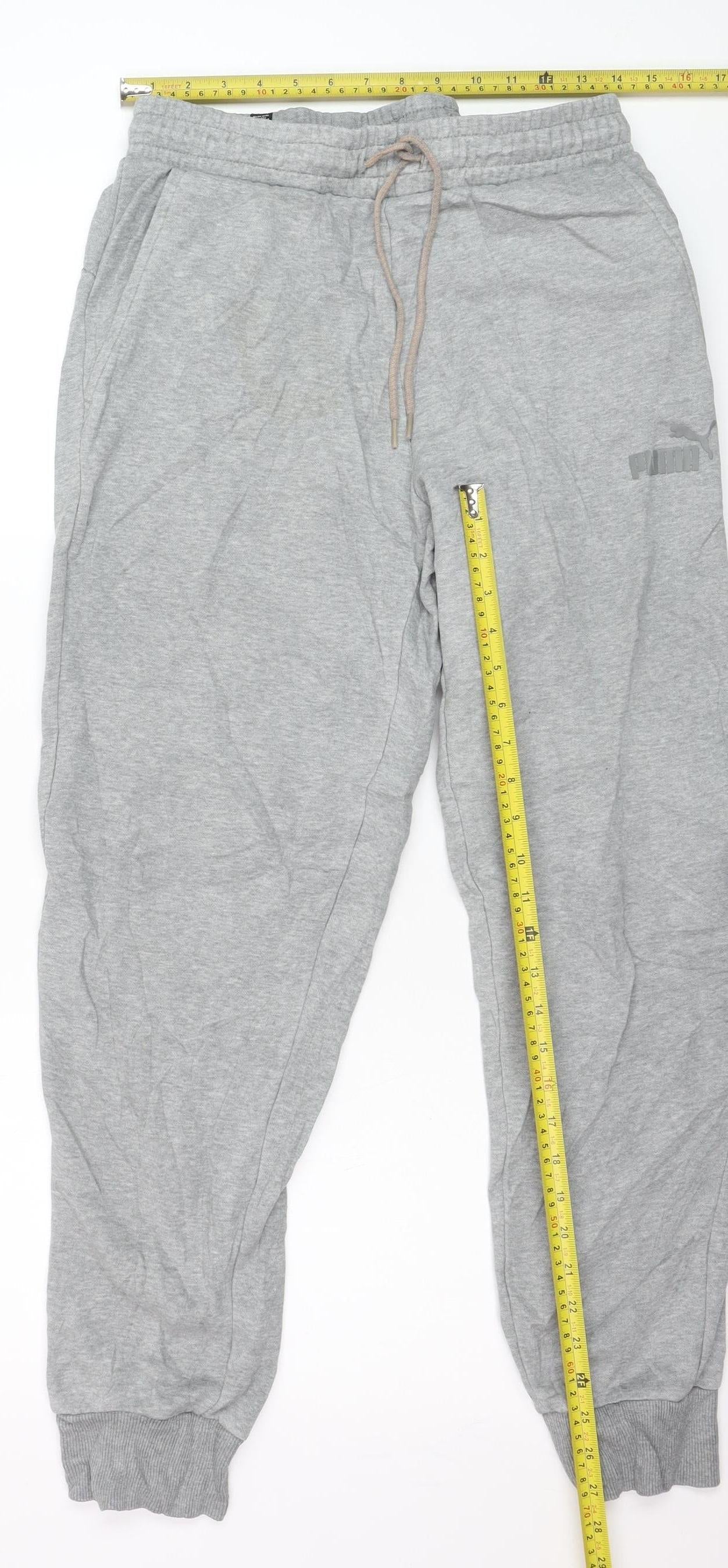 Puma Men's Grey Jogger Trousers Size L Elastic Waist Activewear