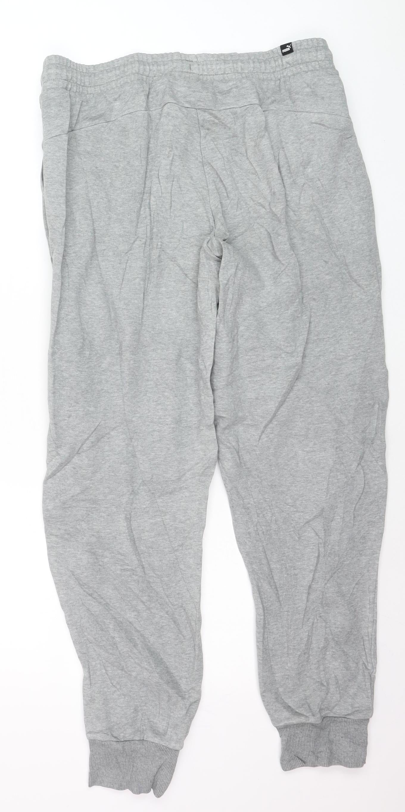 Puma Men's Grey Jogger Trousers Size L Elastic Waist Activewear