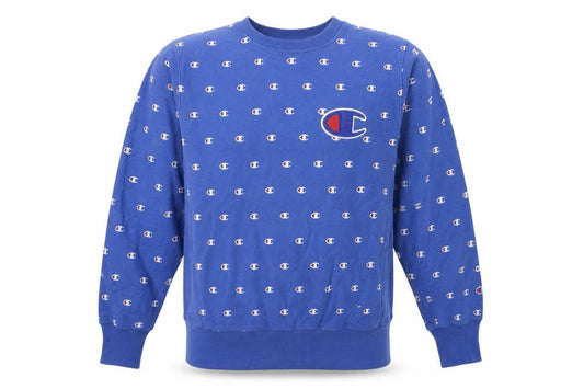 Champion Men's Blue Large Reverse Weave Logo Pullover Sweatshirt