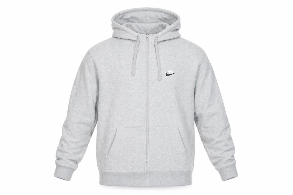 Nike Men's Grey Full Zip Hoodie XL Fleece Lined Sweatshirt