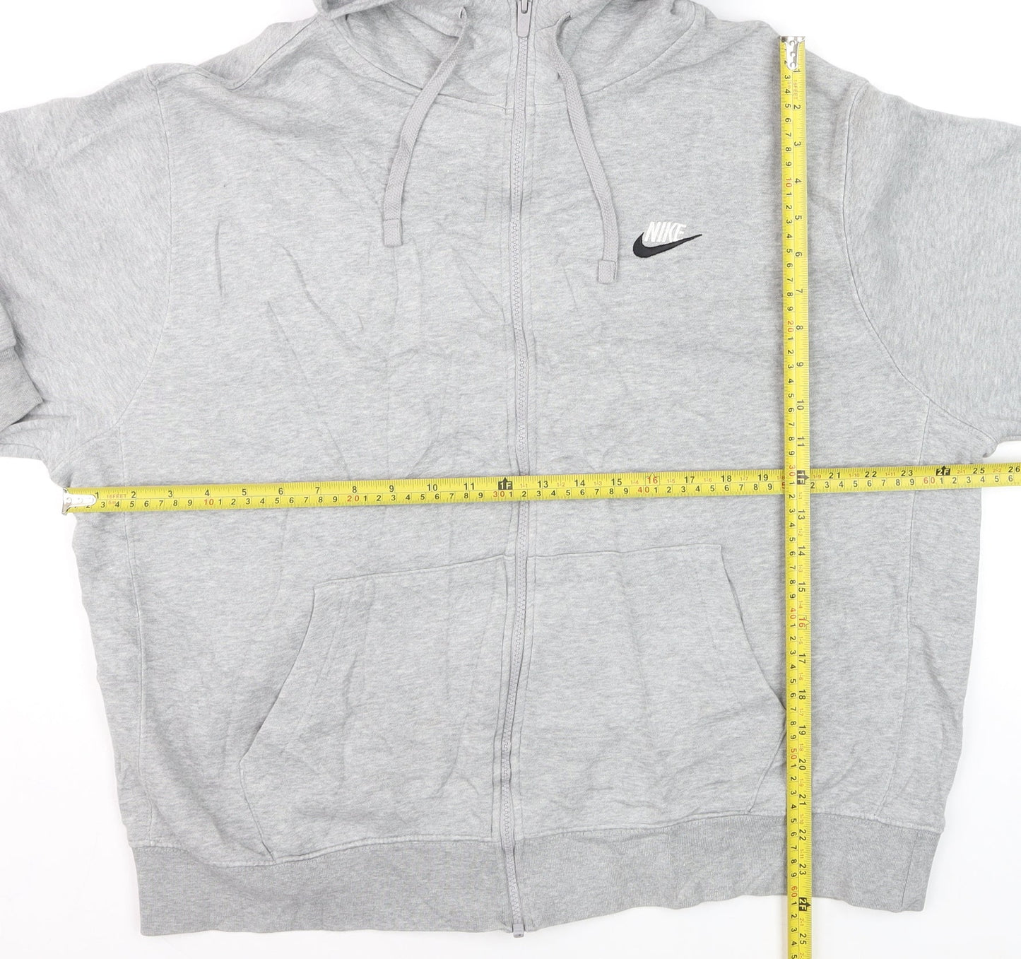 Nike Men's Grey Full Zip Hoodie XL Fleece Lined Sweatshirt