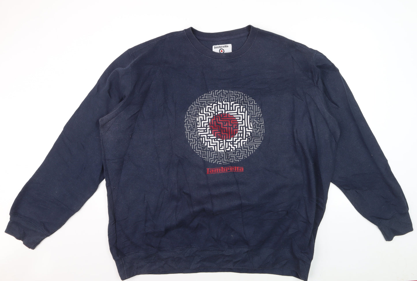 Lambretta Men's Blue 4XL Crew Neck Graphic Pullover Sweatshirt