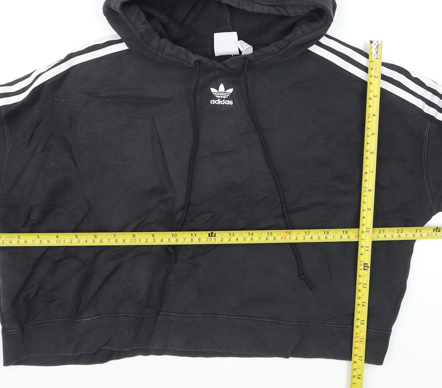 Adidas Women Black Crop Hoodie Sweatshirt Size XS