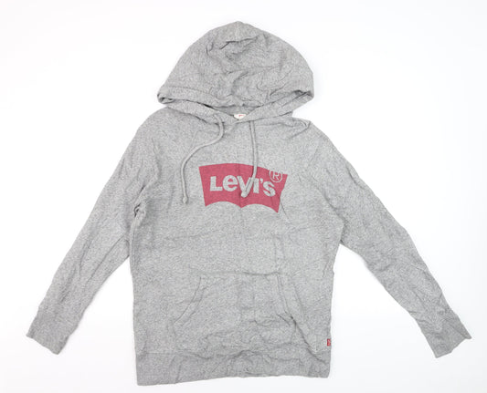Levi's Men's Grey Pullover Hoodie Small Graphic Print Casual