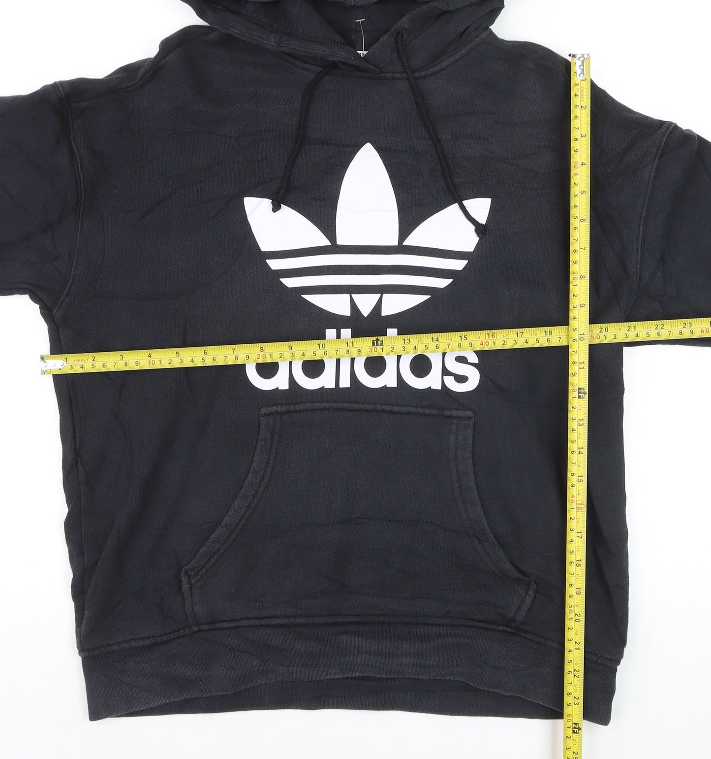 Adidas Mens Black XL Pullover Hoodie with Logo Graphic Print